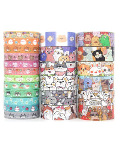 Conjunto de Cinta Washi WAPETASHI - 24 Rollos Animales Kawaii