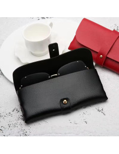 Estuche de Gafas de Cuero Onrtry Negro con Hebilla 2