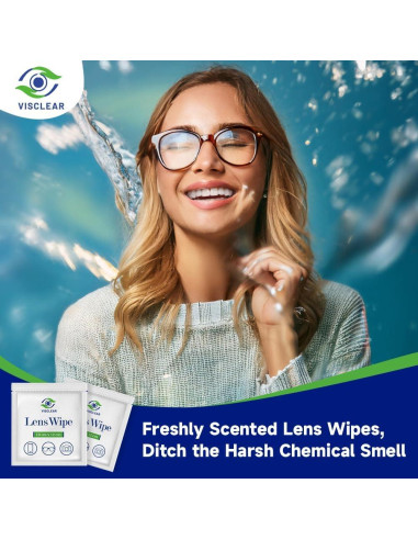Toallitas para Lentes VisClear 100 Unidades Aroma Océano