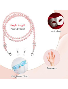 Cadena de Gafas de Perlas Ptwola 3 Piezas para Mujeres 2