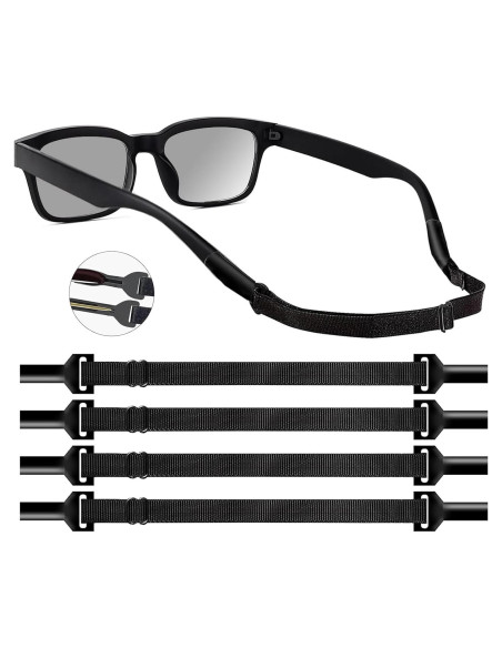 Correa Ajustable para Gafas KECHIO Negra 24-34 cm 4 Piezas