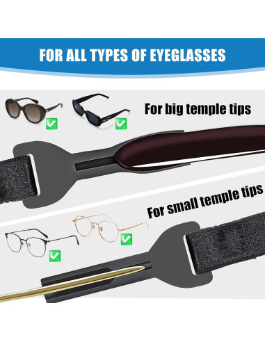 Correa Ajustable para Gafas KECHIO Negra 24-34 cm 4 Piezas