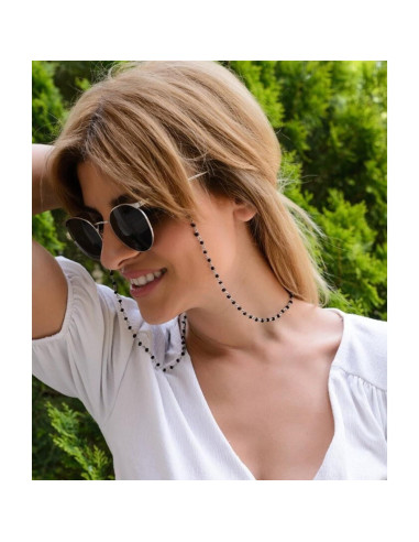 Cadena de Gafas JURYLOO con Cuentas Negras y Soporte