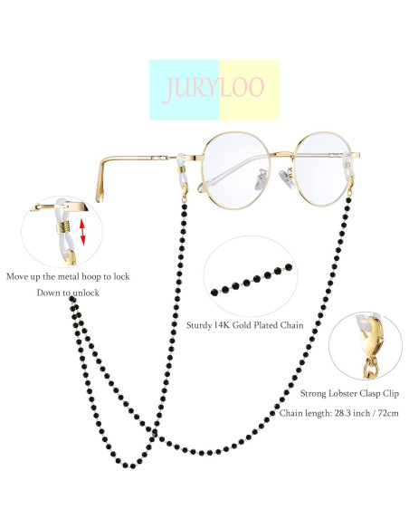 Cadena de Gafas JURYLOO con Cuentas Negras y Soporte