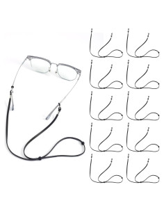 10 Correas Ajustables para Gafas Gosknor - Cuero Negro