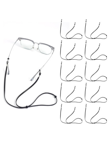 10 Correas Ajustables para Gafas Gosknor - Cuero Negro