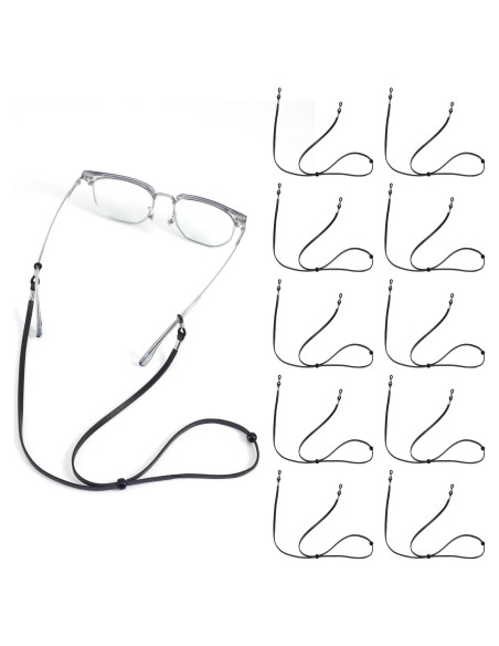 10 Correas Ajustables para Gafas Gosknor - Cuero Negro