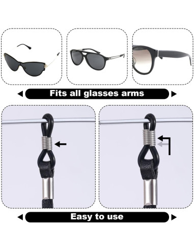 10 Correas Ajustables para Gafas Gosknor - Cuero Negro