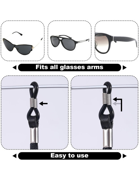 10 Correas Ajustables para Gafas Gosknor - Cuero Negro