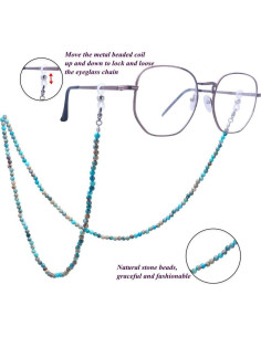 Cadena de Gafas KAI Top de Piedra Natural Azul 73 cm 2