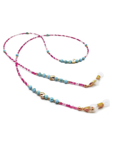 Cadena de Gafas Elegante con Perlas y Charm Premium - Turquesa