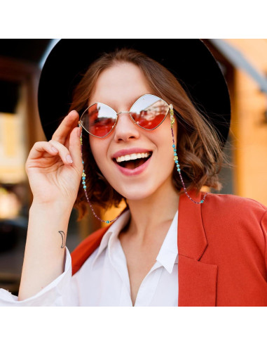 Cadena de Gafas Elegante con Perlas y Charm Premium - Turquesa