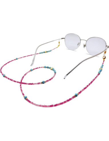 Cadena de Gafas Elegante con Perlas y Charm Premium - Turquesa