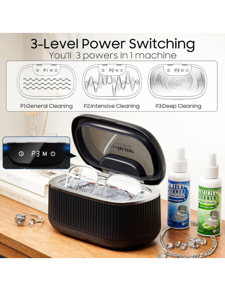 Limpiador ultrasónico Fashome 550 ml con solución limpiadora Limpiador ultrasónico Fashome 550 ml con solución limpiadora