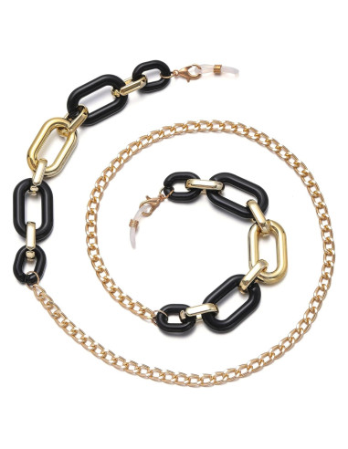 Cadena de Gafas Acrílico Negro para Mujeres - Lanyard Ajustable