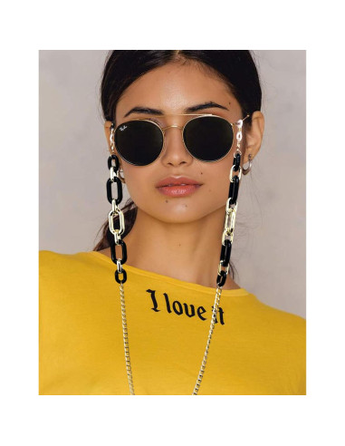 Cadena de Gafas Acrílico Negro para Mujeres - Lanyard Ajustable