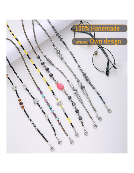 Cadena de Gafas para Mujeres Soporte con Perlas Gris Claro