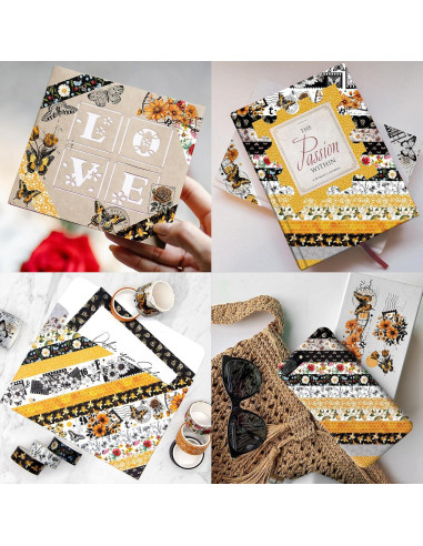 Juego de Washi Tape Kovano 14 Rollos Vintage Abeja Floral