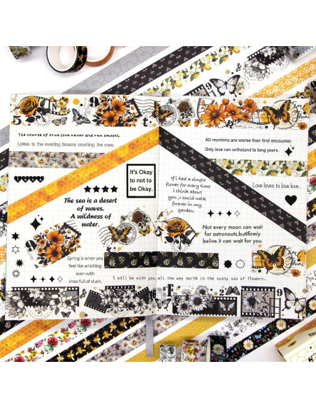 Juego de Washi Tape Kovano 14 Rollos Vintage Abeja Floral