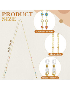 Cadena de Gafas Frienda 6 Pcs Soporte de Perlas Coloridas 2