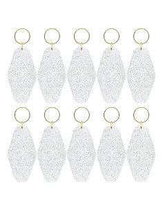 10 Llaveros Vintage Transparentes con Brillo y Anillo Dorado