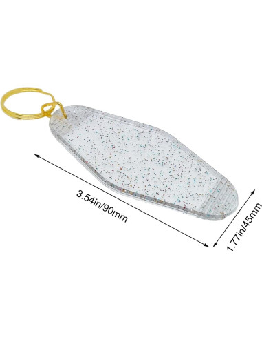 10 Llaveros Vintage Transparentes con Brillo y Anillo Dorado