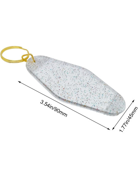 10 Llaveros Vintage Transparentes con Brillo y Anillo Dorado