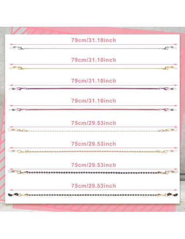 Cadena de Gafas Frienda 8 Piezas con Perlas Elegantes