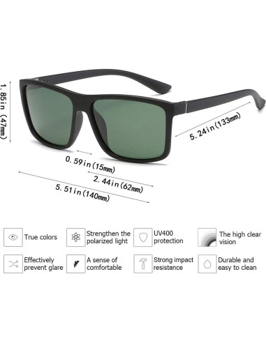 Gafas de Sol Polarizadas TAC para Hombres Verde Marco Negro