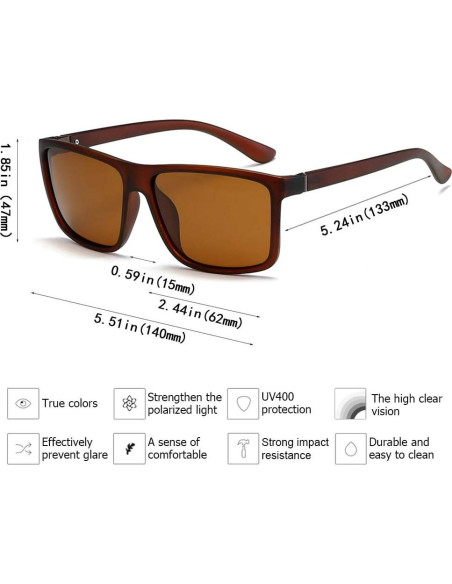 Gafas de Sol Polarizadas TAC para Hombres Marrón UV400 Gafas de Sol Polarizadas TAC para Hombres Marrón UV400