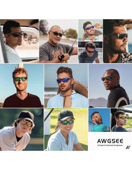 Gafas de sol polarizadas AWGSEE para hombres UV400 TR90