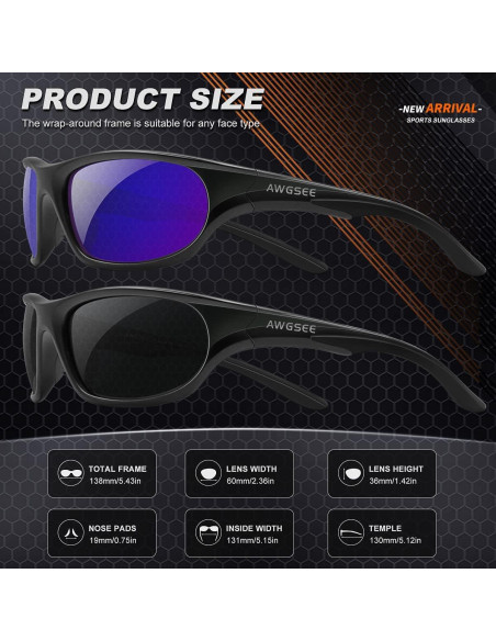 Gafas de sol deportivas AWGSEE UV400 TR90 para hombres