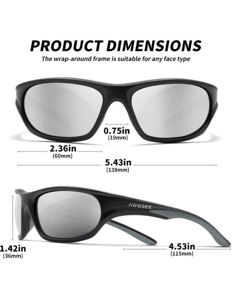 Gafas de sol deportivas AWGSEE TR90 polarizadas UV400