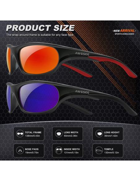 Gafas de sol deportivas AWGSEE TR90 polarizadas UV400