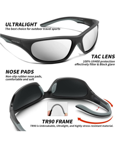 Gafas de sol deportivas AWGSEE TR90 polarizadas UV400