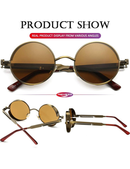 Gafas de sol redondas AIEYEZO Steampunk UV 100% bloqueadores