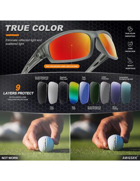 Gafas de sol polarizadas AWGSEE para hombres 100% UV