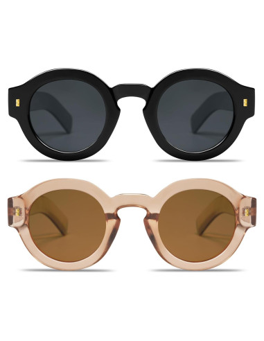 Gafas de sol polarizadas VANLINKER redondas unisex 2 piezas