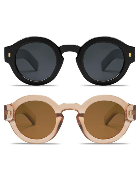 Gafas de sol polarizadas VANLINKER redondas unisex 2 piezas