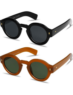 Gafas de sol polarizadas VANLINKER redondas unisex 2 piezas 2