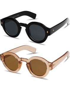 Gafas de sol polarizadas VANLINKER redondas unisex 2 piezas 2