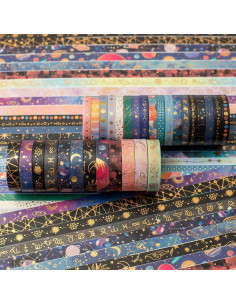 Conjunto de Cinta Washi YUBX Galaxy 30 Rollos Decorativa 3-5mm 2