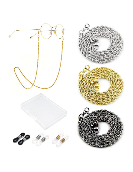 Cadena de Gafas 3 PCS Acero Inoxidable Unisex Elegante