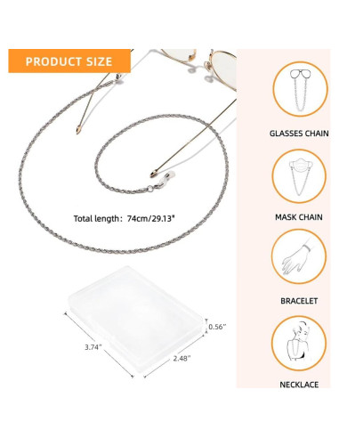 Cadena de Gafas 3 PCS Acero Inoxidable Unisex Elegante