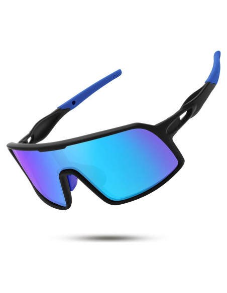 Gafas de sol deportivas polarizadas HD para ciclismo - Negro-Azul
