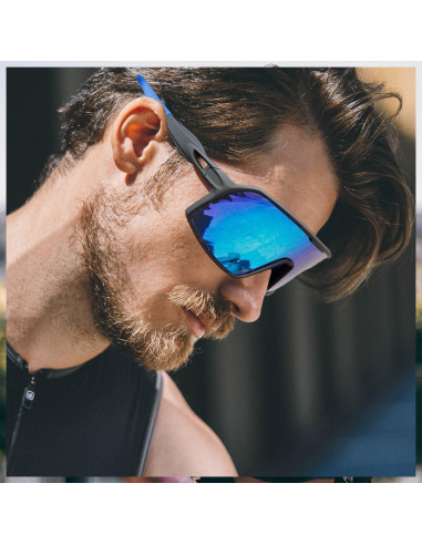 Gafas de sol deportivas polarizadas HD para ciclismo - Negro-Azul