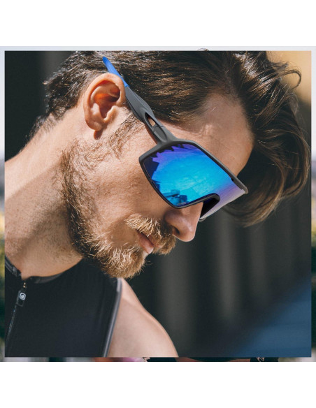 Gafas de sol deportivas polarizadas HD para ciclismo - Negro-Azul