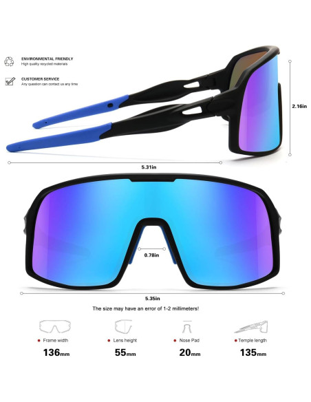 Gafas de sol deportivas polarizadas HD para ciclismo - Negro-Azul