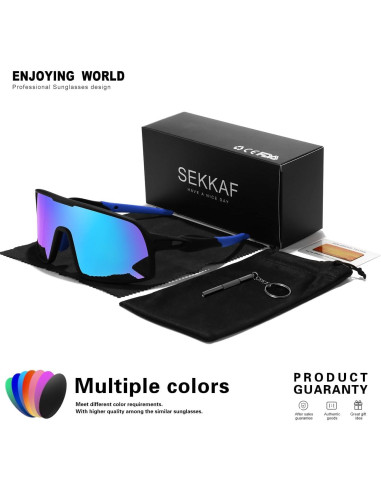 Gafas de sol deportivas polarizadas HD para ciclismo - Negro-Azul