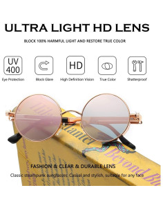 Gafas de Sol Redondas UV400 Metal Dollger Rosa/Dorado 2